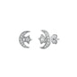 Silver CZ Earrings - Moon & Star
