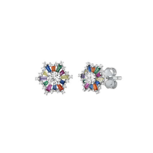 Silver CZ Earrings - Multicolor