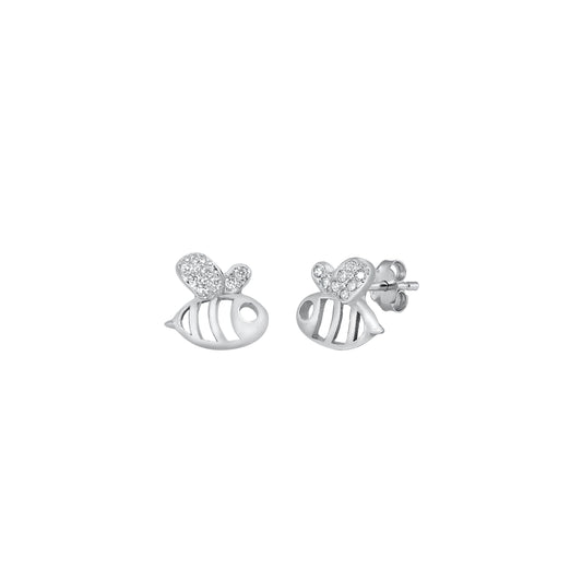 Silver CZ Earrings - Bumblebee