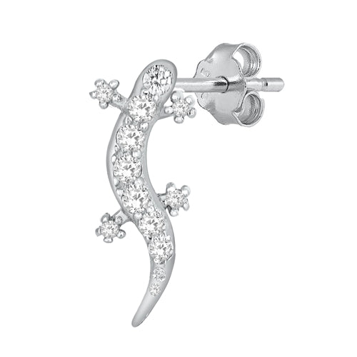 Silver CZ Earrings - Lizard