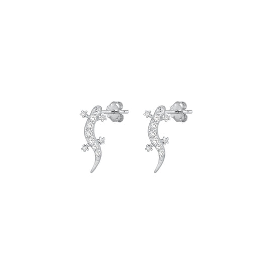 Silver CZ Earrings - Lizard