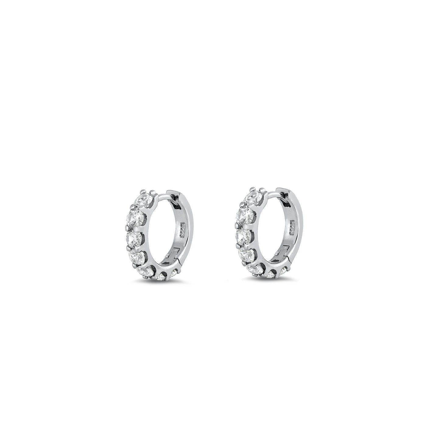 Silver CZ Huggie Earrings