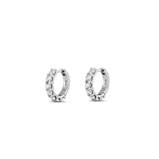 Silver CZ Huggie Earrings