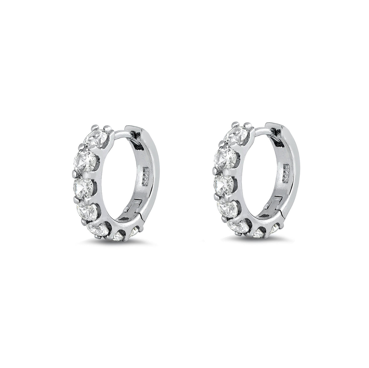 Silver CZ Huggie Earrings
