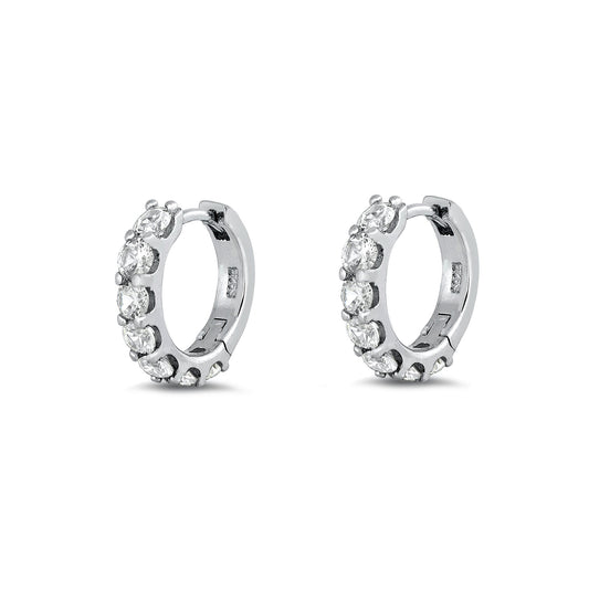 Silver CZ Huggie Earrings