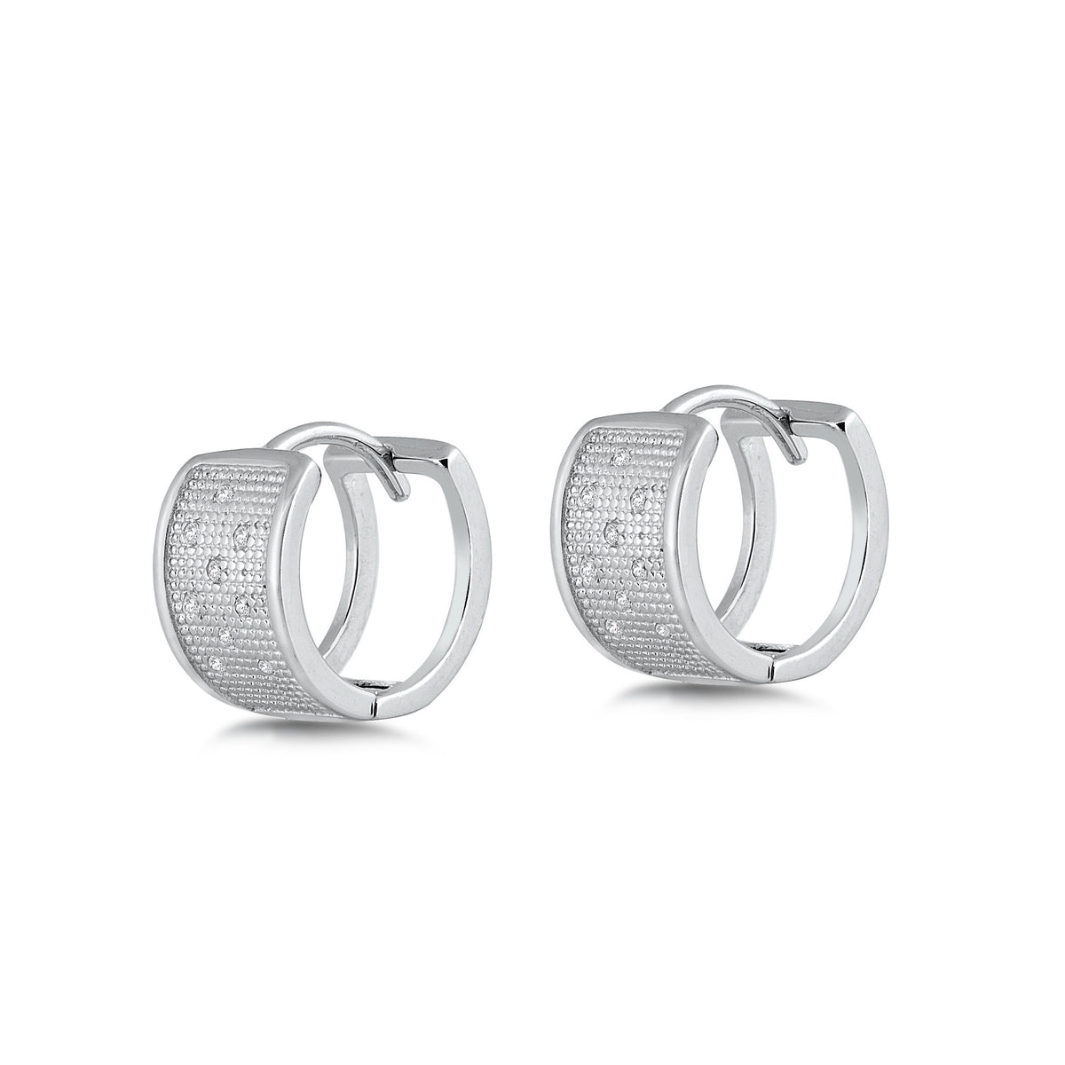 Silver CZ Huggie Hoops