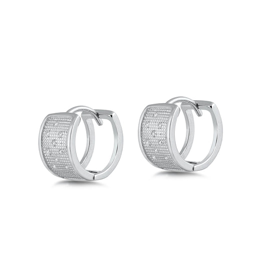 Silver CZ Huggie Hoops