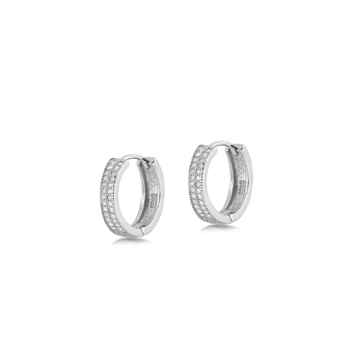 Silver CZ Huggie Earrings