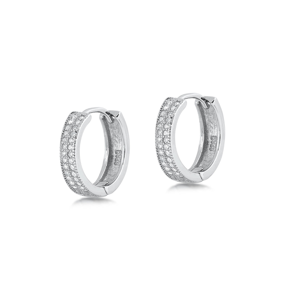 Silver CZ Huggie Earrings