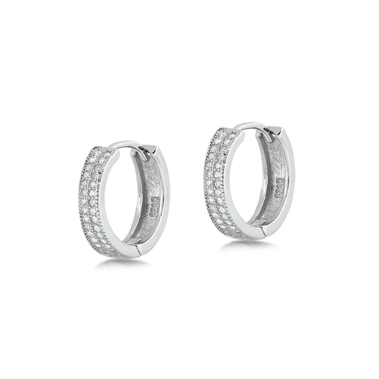 Silver CZ Huggie Earrings