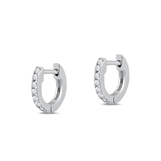 Silver CZ Huggie Earrings