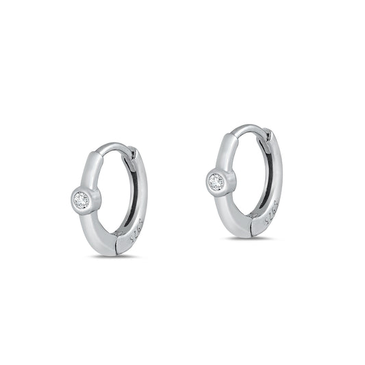 Silver CZ Huggie Earrings