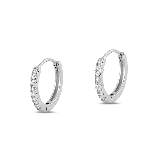 Silver CZ Huggie Earrings