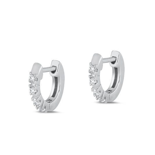 Silver CZ Huggie Earrings