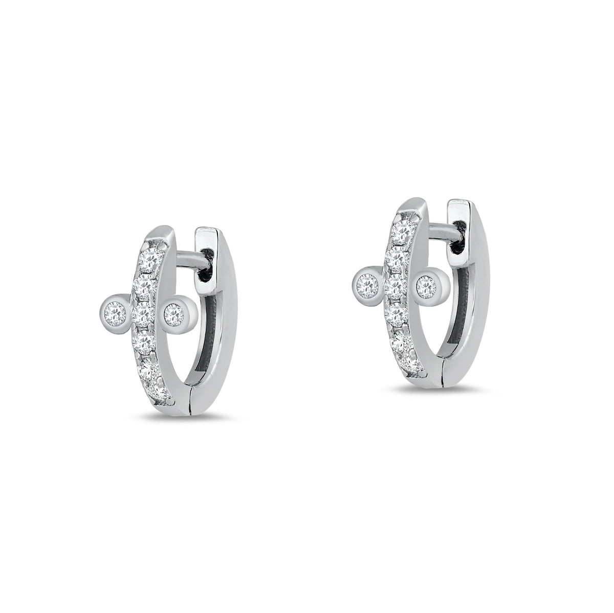 Silver CZ Huggie Earrings