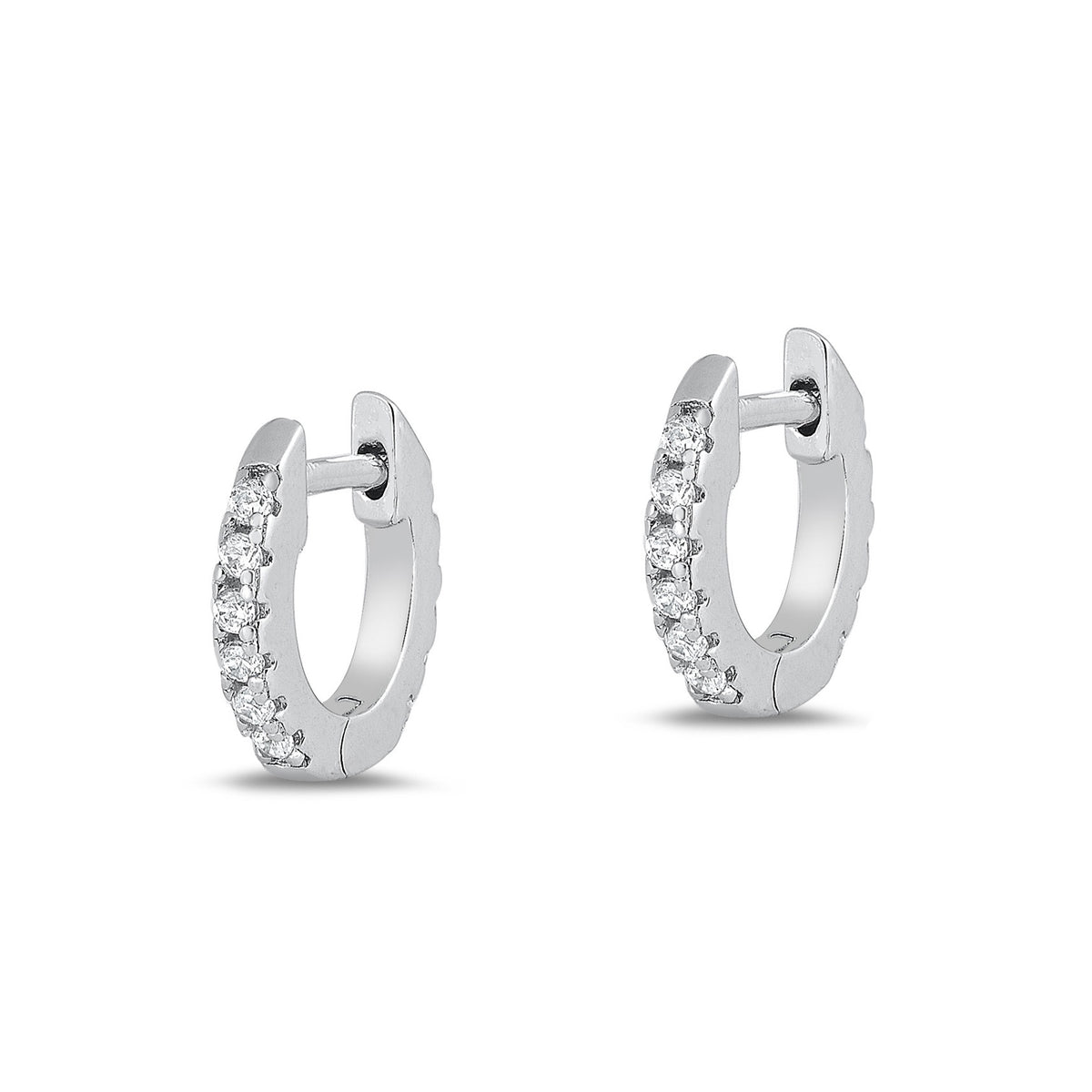 Silver CZ Huggie Earrings