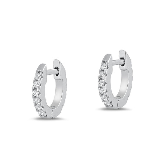 Silver CZ Huggie Earrings