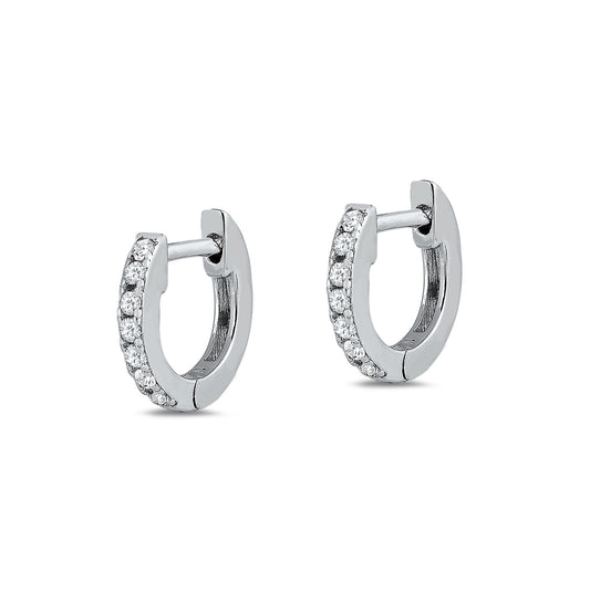 Silver CZ Huggie Earrings