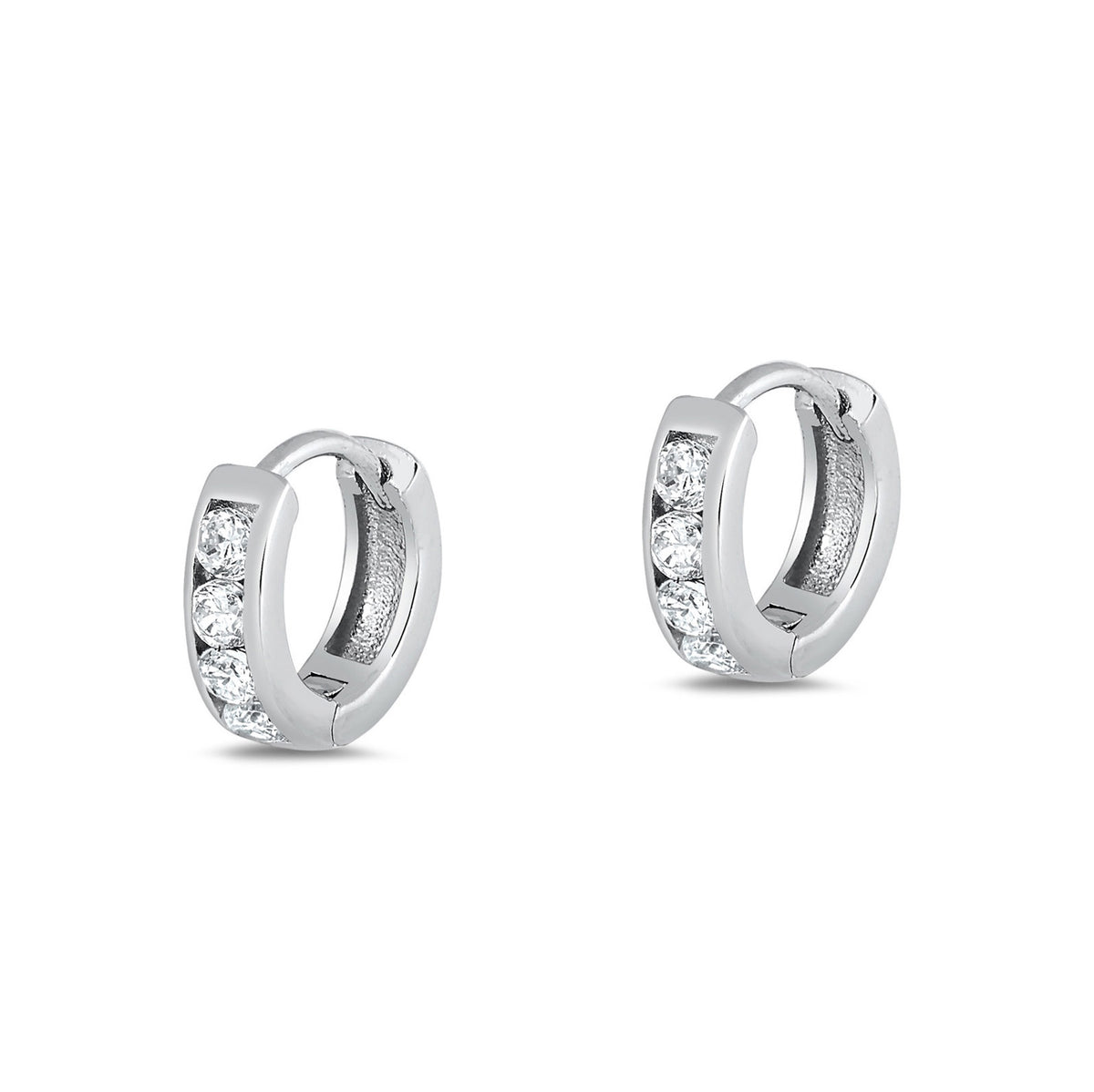 Silver CZ Huggie Earrings