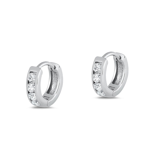 Silver CZ Huggie Earrings