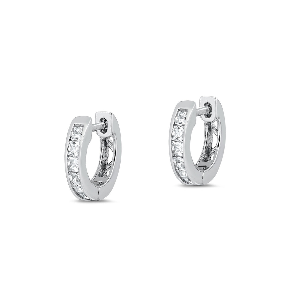 Silver CZ Huggie Earrings