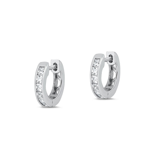 Silver CZ Huggie Earrings