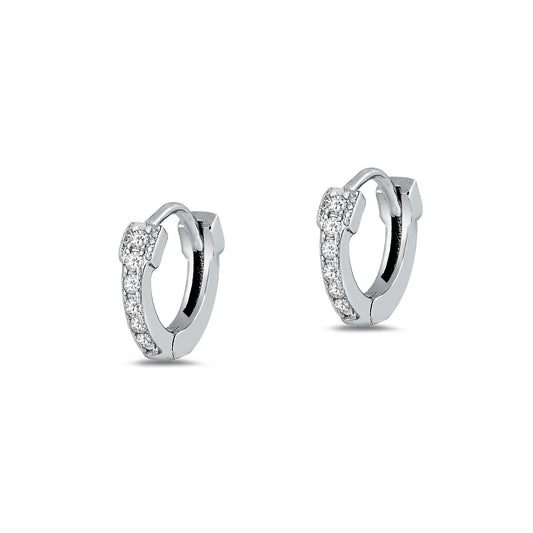 Silver CZ Huggie Hoops
