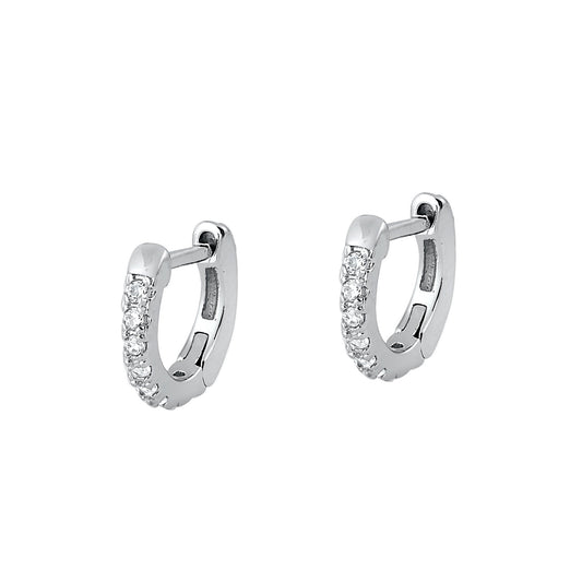 Silver CZ Huggie Earrings