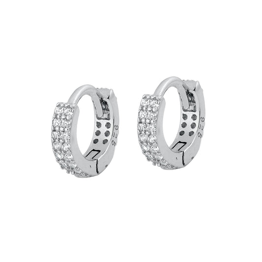 Silver CZ Huggie Earrings