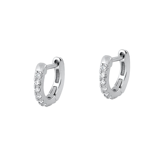Silver CZ Huggie Earrings