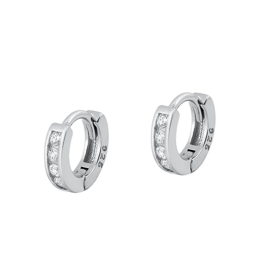 Silver CZ Huggie Earrings