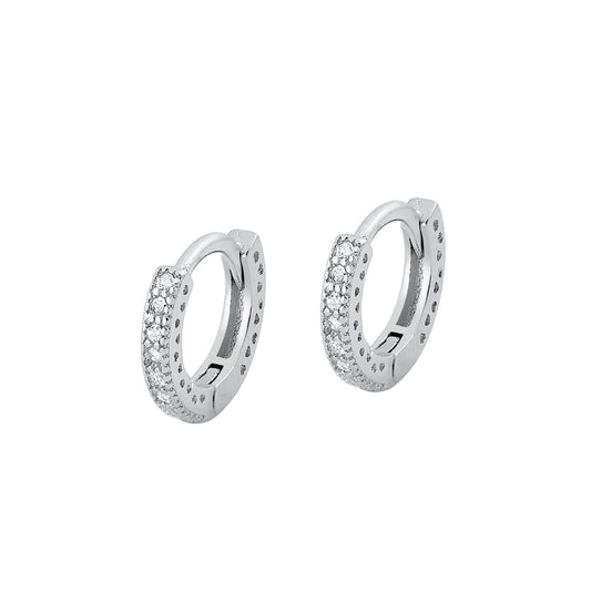 Silver CZ Huggie Earrings