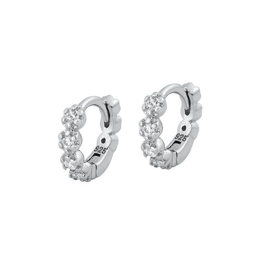 Silver CZ Huggie Earrings