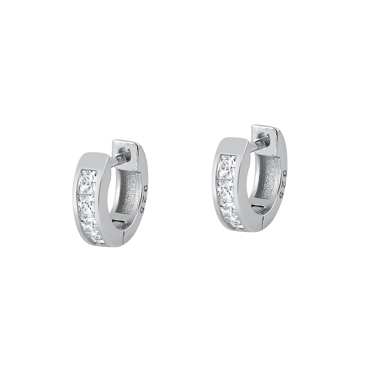 Silver CZ Huggie Earrings