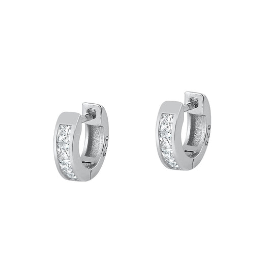 Silver CZ Huggie Earrings
