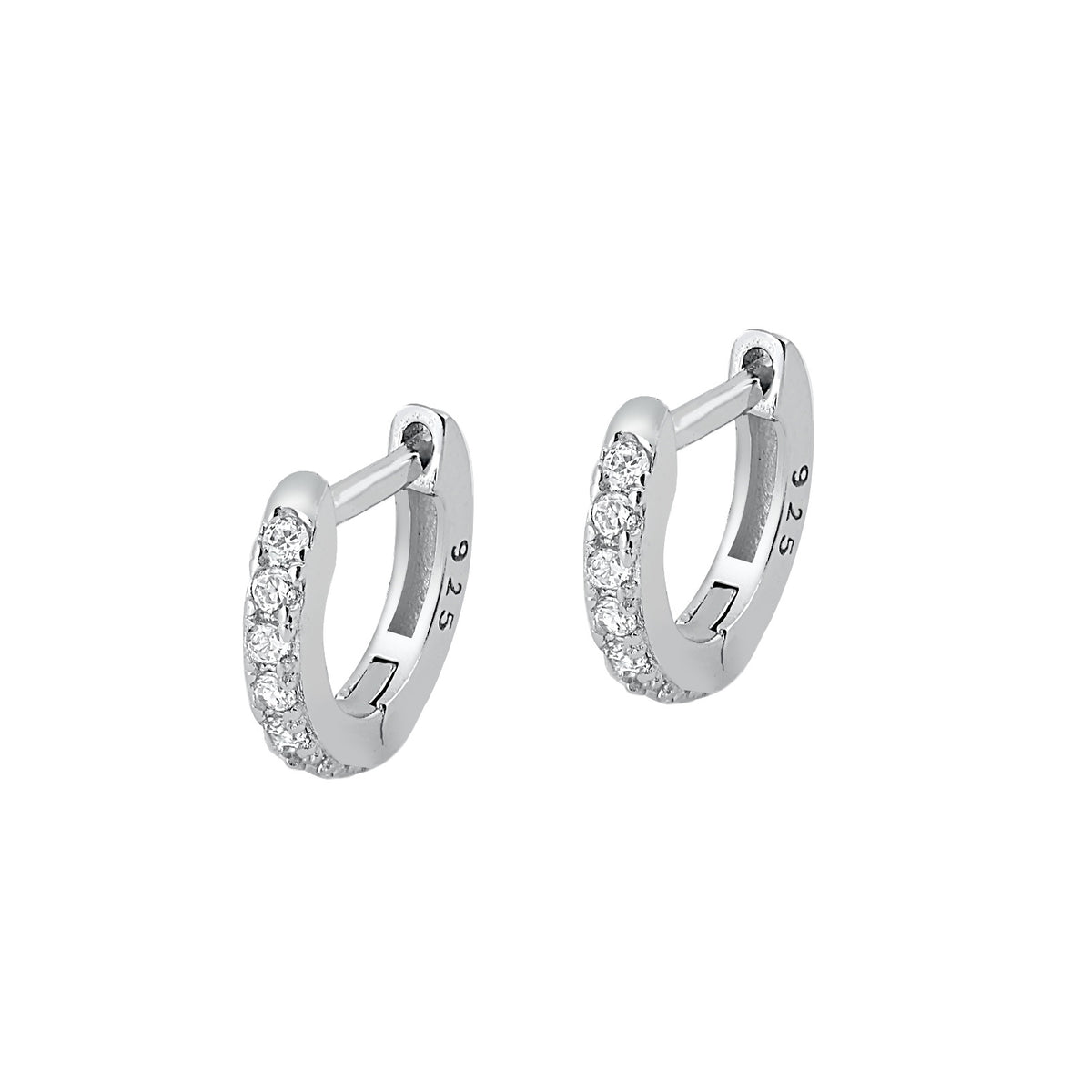 Silver CZ Huggie Earrings