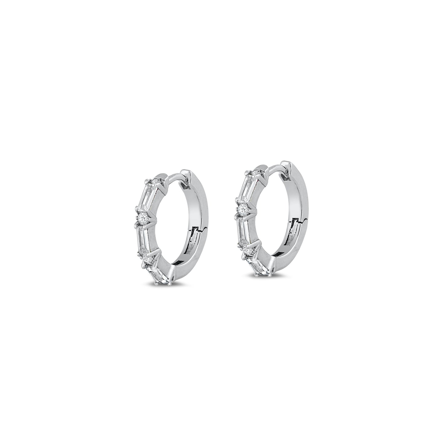 Silver CZ Huggie Earrings