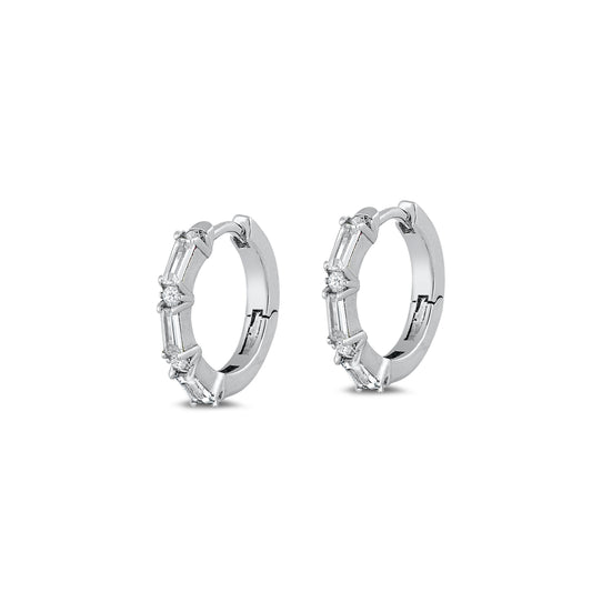 Silver CZ Huggie Earrings