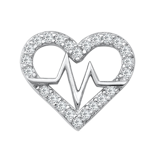 Silver CZ Earrings - EKG Heartbeat