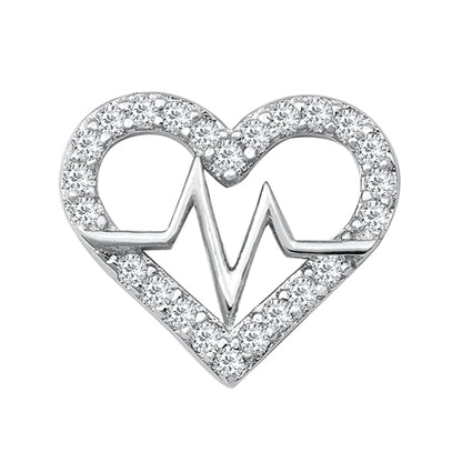 Silver CZ Earrings - EKG Heartbeat