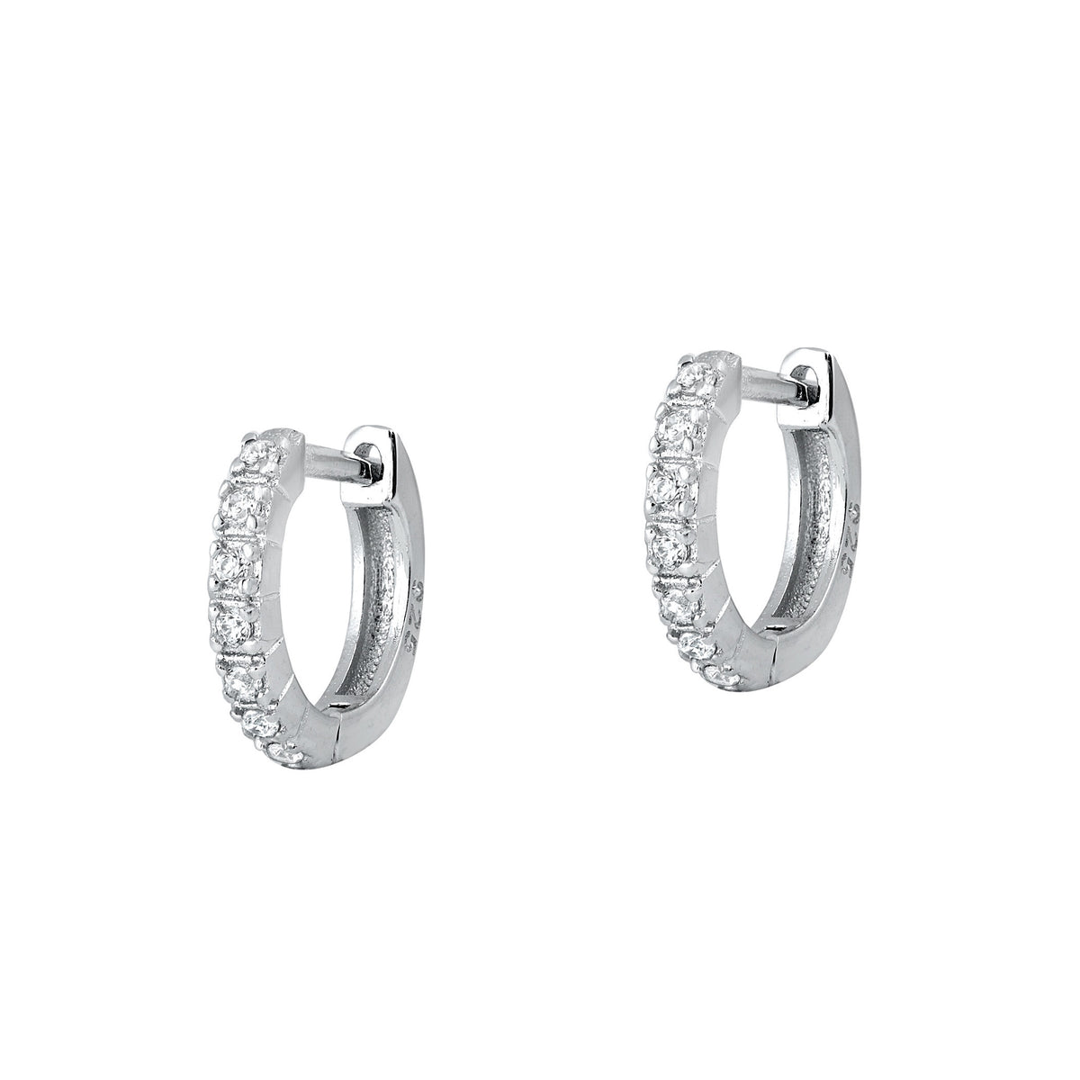 Silver CZ Huggie Earrings