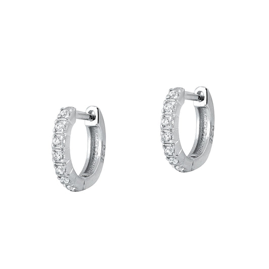 Silver CZ Huggie Earrings