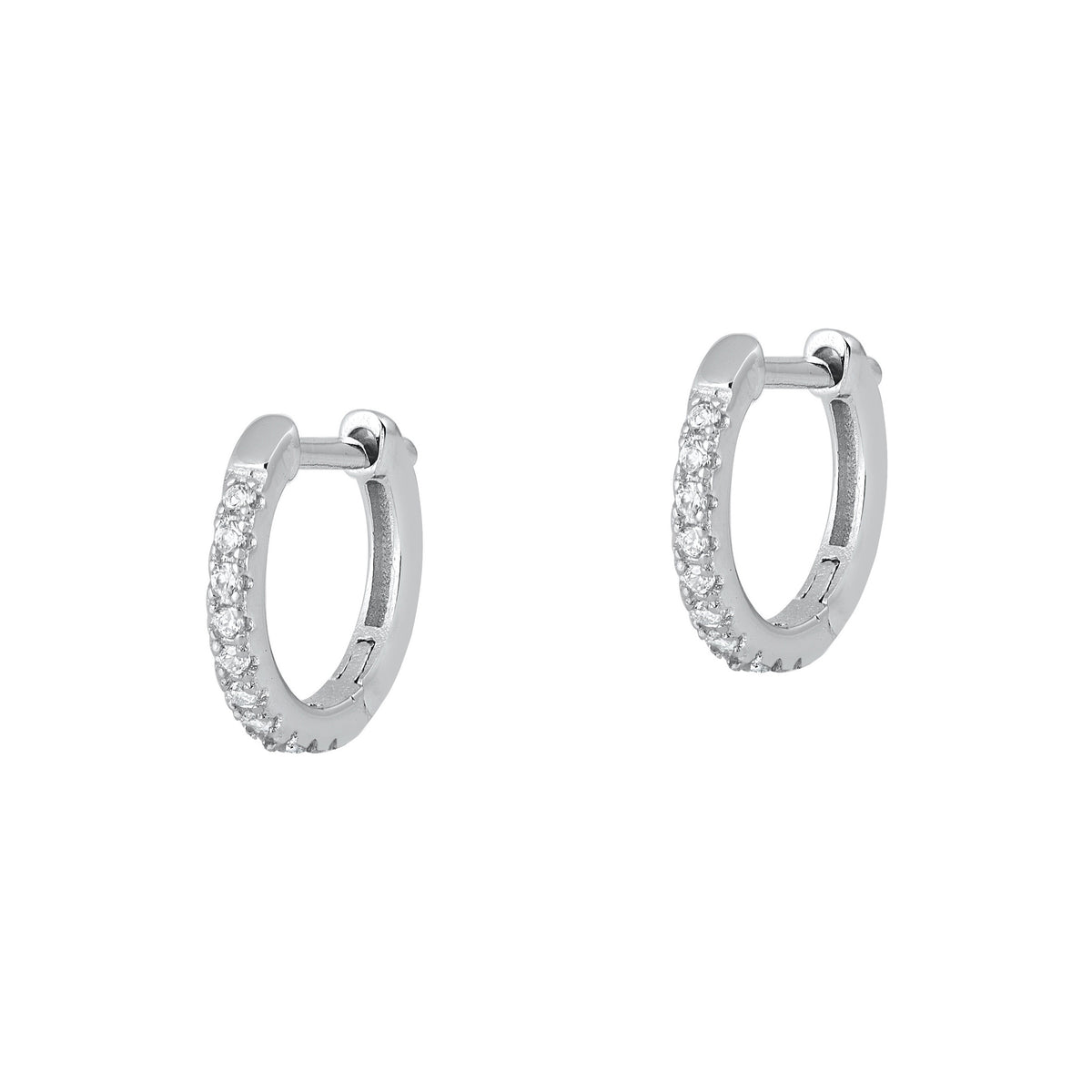 Silver CZ Huggie Earrings