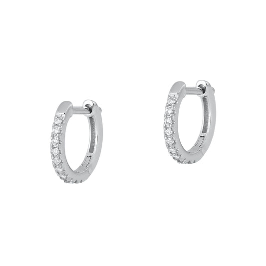 Silver CZ Huggie Earrings