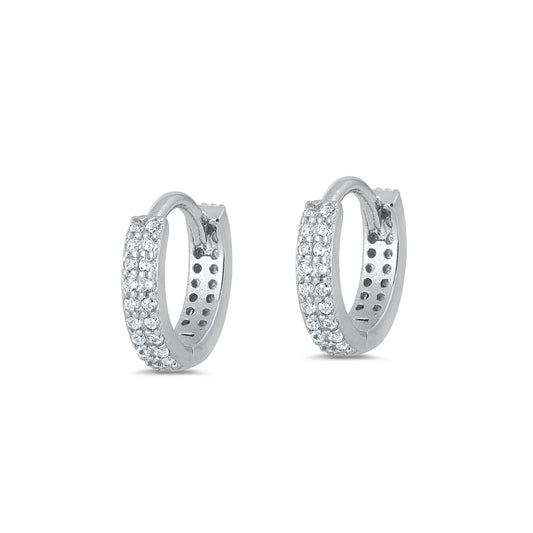 Silver CZ Huggie Earrings