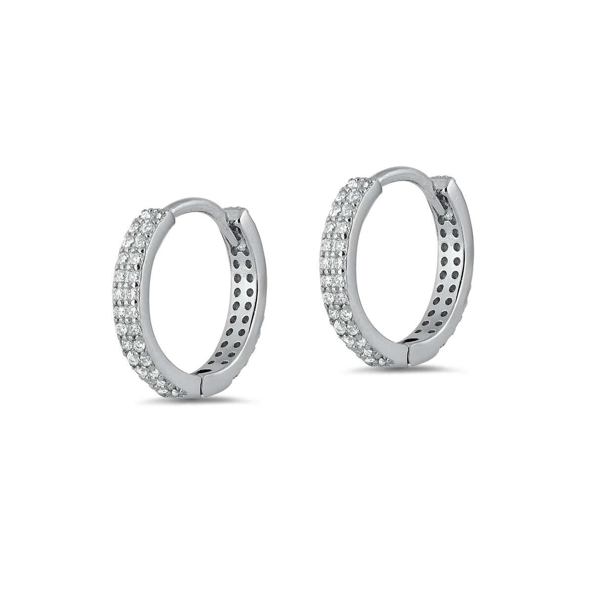 Silver CZ Huggie Earrings