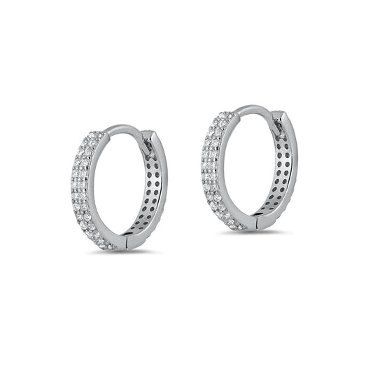 Silver CZ Huggie Earrings