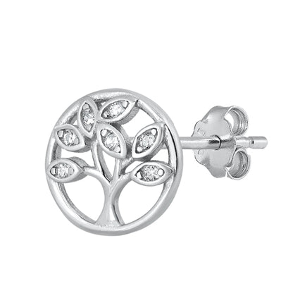 Silver CZ Earrings - Tree of Life