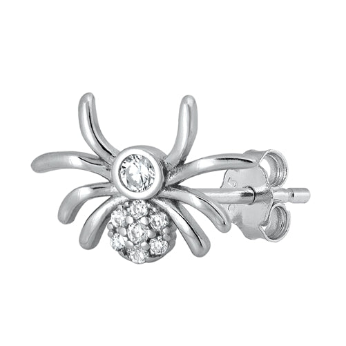 Silver CZ Earrings - Spider