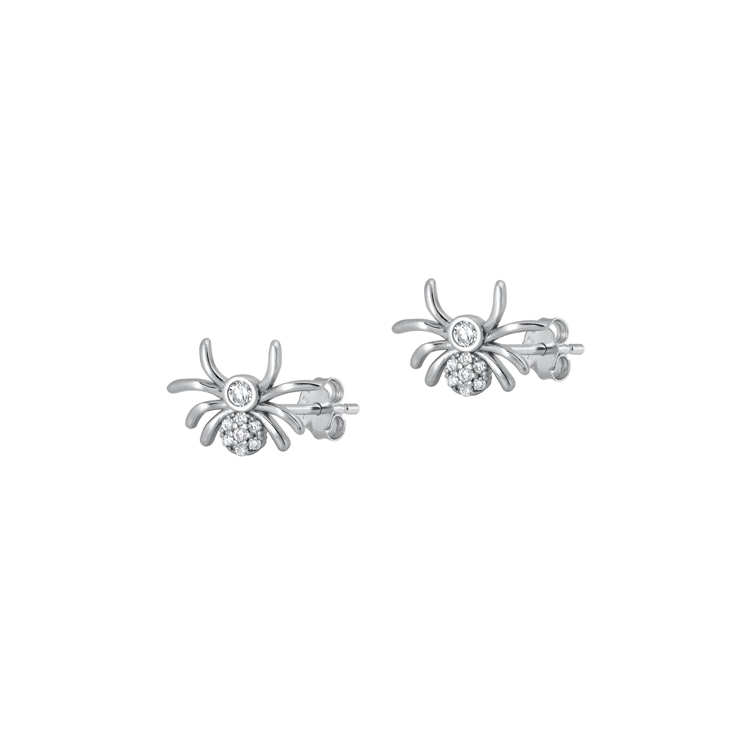 Silver CZ Earrings - Spider